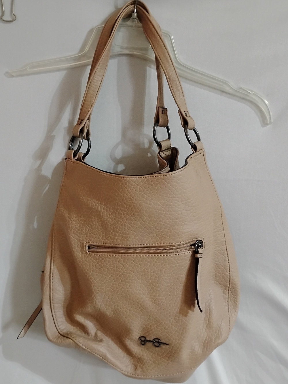 Jessica Simpson Classic Beige Shoulder Bag - Soft Pebbled Leather Look
